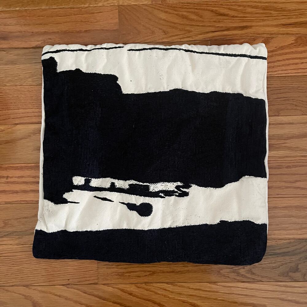 West Elm Abstract Pillow Cover 17x18 Black White Cotton Button Closure